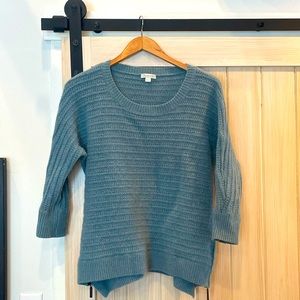 Garnet Hill Blue Lambs wool Angora Soft Side Zip Pullover Sweater Small.